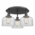 thumbnail image 1 of 916-3C-BK-G72 Innovations Lighting Bell - 3 Light Flush Mount In Art Deco Style-9.25 Inches Tall and 19.75 Inches Wide-Matte Black Finish-Clear Glass, 1 of 5