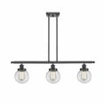 thumbnail image 1 of 916-3I-BK-G202-6-Innovations Lighting-Beacon - 3 Light Stem Hung Island In Modern Style-10 Inches Tall and 36 Inches Wide-Matte Black Finish-Clear, 1 of 2