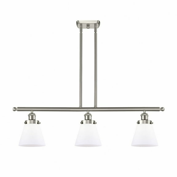 916-3I-SN-G61-Innovations Lighting-Cone - 3 Light Stem Hung Island In Industrial Style-10 Inches Tall and 36 Inches Wide-Brushed Satin Nickel