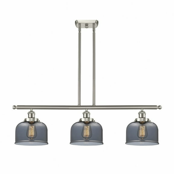 916-3I-SN-G73-Innovations Lighting-Bell - 3 Light Stem Hung Island In Industrial Style-11 Inches Tall and 36 Inches Wide-Brushed Satin Nickel