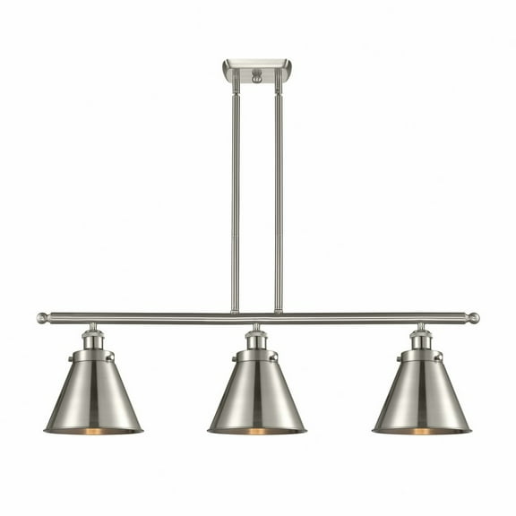 916-3I-SN-M13-SN-Innovations Lighting-Appalachian - 3 Light Stem Hung Island In Industrial Style-10 Inches Tall and 36 Inches Wide-Brushed Satin