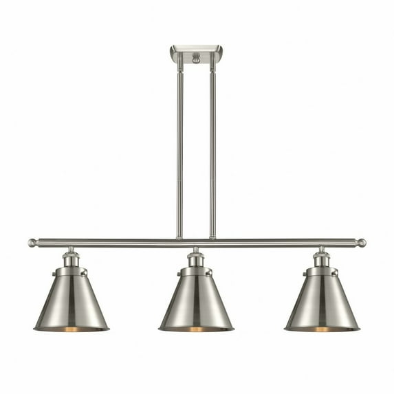 916-3I-SN-M13-SN-Innovations Lighting-Appalachian - 3 Light Stem Hung Island In Industrial Style-10 Inches Tall and 36 Inches Wide-Brushed Satin