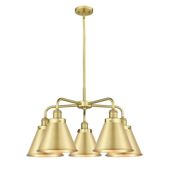 Innovations Lighting Ballston Urban - 5 Light 26" Stem Hung Chandelier Satin Gold