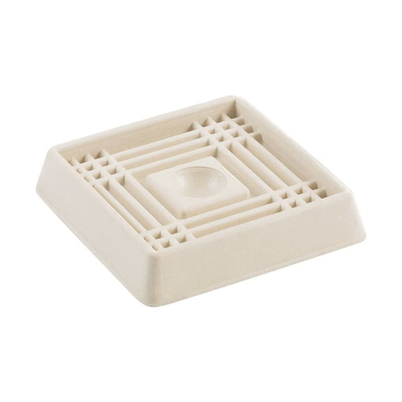 9166 2" Off White Cushioned Rubber Square Caster Cups, 4 Count