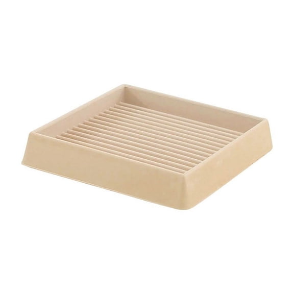 9168 3" Almond Smooth Rubber Square Caster Cups