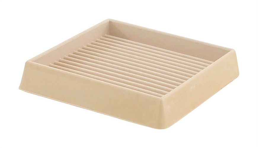 9168 3" Almond Smooth Rubber Square Caster Cups - image 1 of 2