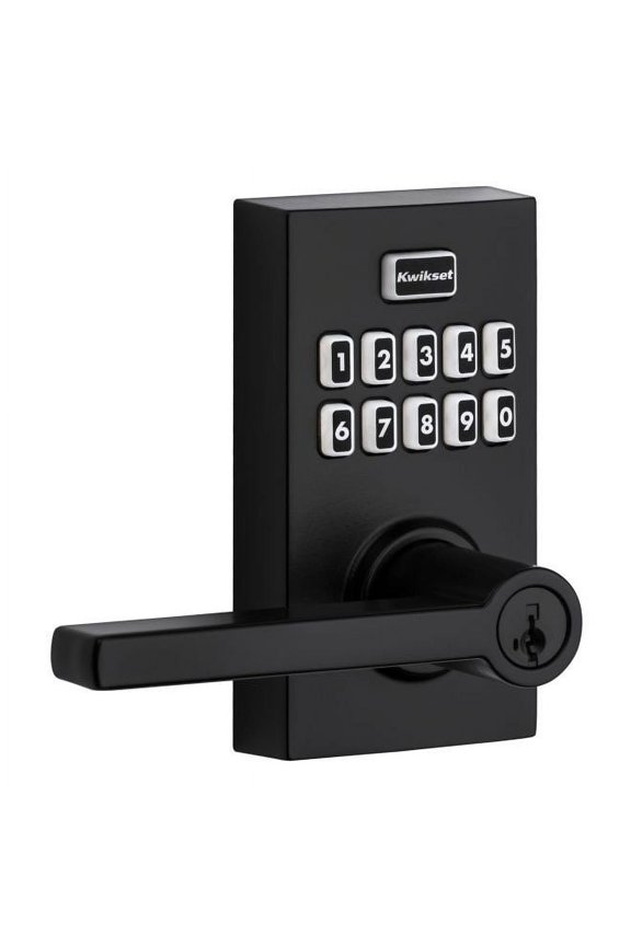917 SmartCode Contemporary Electronic Residential Lever featuring SmartKey Security in Matte Black