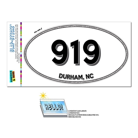 919 - Durham, NC - North Carolina - Oval Area Code Sticker