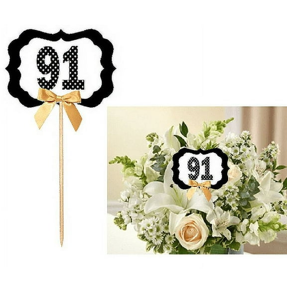 91st Birthday / Anniversary Table Decoration Party Centerpiece Pick - Set of 6