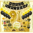 thumbnail image 1 of 91st Birthday Decoration Black and Gold for Boy & Girl, 91st Cake Topper, 91st Party Supplies for Her and Him, 91st Birthday Photo Props, 1 of 5
