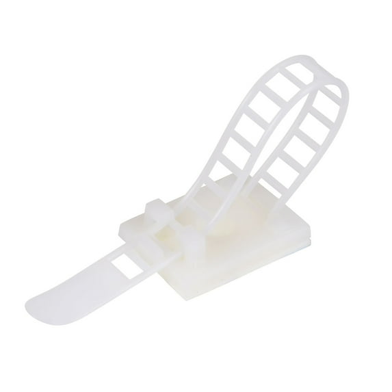 91x8mm White Adjustable Self Adhesive Cable Clips Wire Organizer w Optional Screw Mount 50 Pack