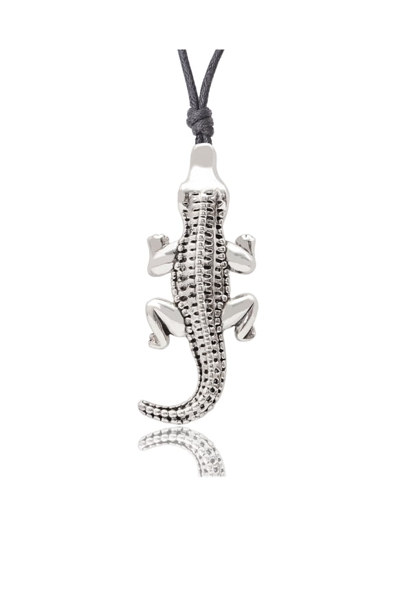 92.5 Sterling Silver Alligator Crocodile Cajun Pendant Charm