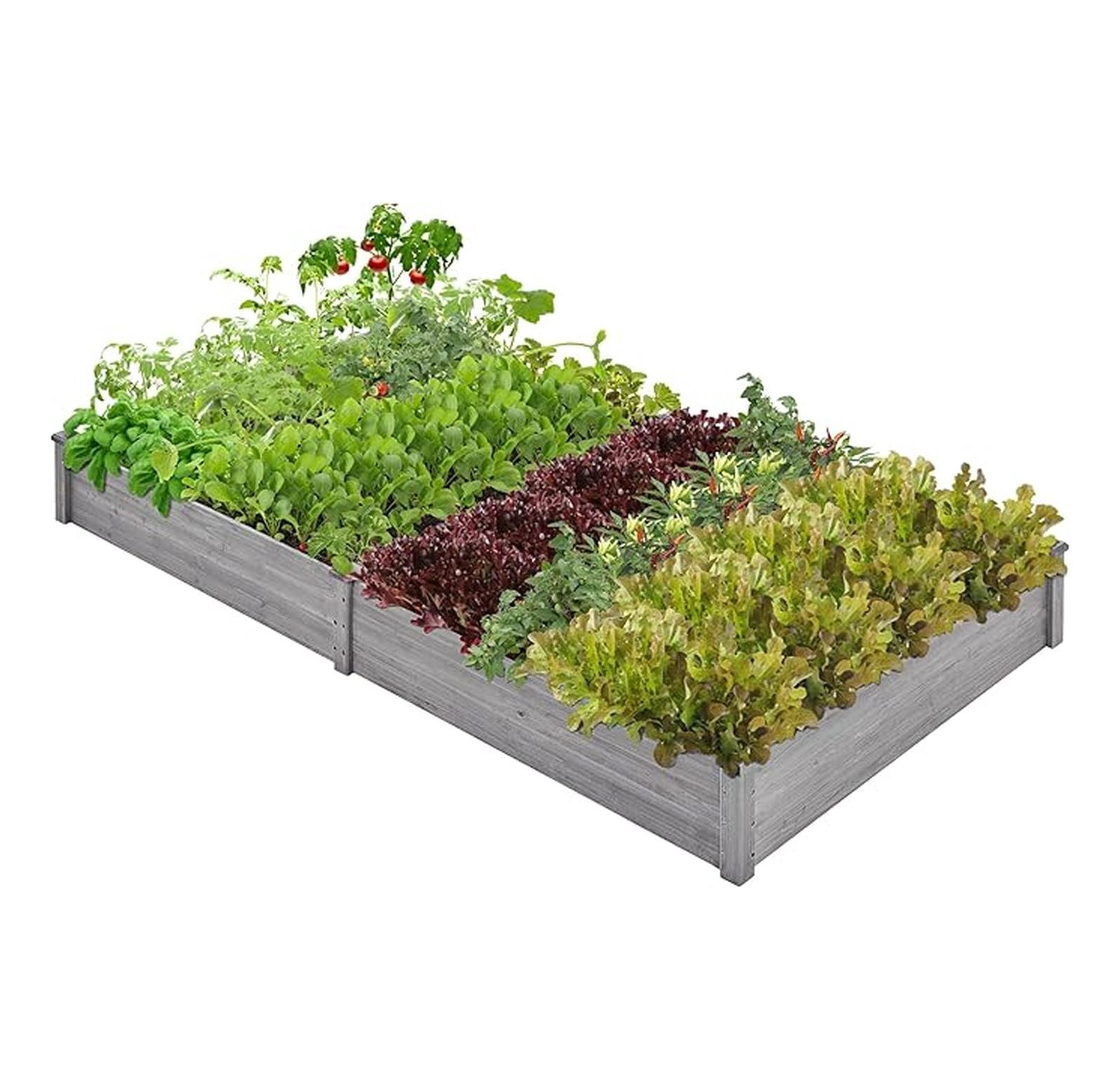 92.5 x 47.5 x 10in Horticulture Raised Garden Bed 8×4ft Wooden Planting Box in Garden Backyard/Outdoor Use, Gray