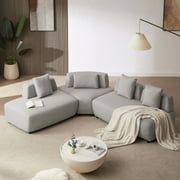 92.51" Modular Sectional Sofa, L Shaped Cloud Couch with Pillows and Deep Seat, Boucle Comfy Couch for Living Room, Free Combination, Grey