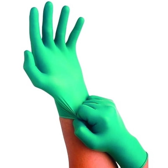 92-600 Nitrile Powder-Free Disposable Gloves, Smooth, 4.9 mil Palm/5.5 mil Fingers, X-Large, Green | Bundle of 5 Boxes