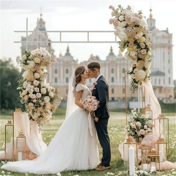 92.91x27.95inch Metal Pergola Arch Wedding Ceremony Arch Archway Frame Backdrop Stand Garden Trellis