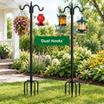 92 Inch 2 Pack Double Shepherds Hook For Outdoors, Heavy Duty Garden ...
