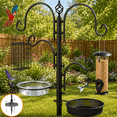 thumbnail image 1 of Pinshey® 92-Inch Bird Feeder Pole for Outdoors, 4-Hook Steel Bird Feeding Station with Bird Bath, Mesh Tray, Tube Feeder, Suet Cage and 5-Prong Base, 1 of 7