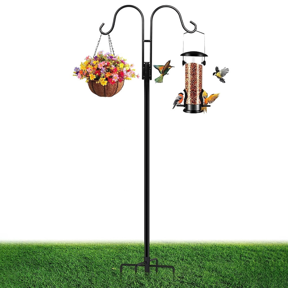 92 Inch DECK TALL MULTI Double Shepherds Hooks, Heavy Duty Bird Feeder ...