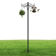 92 Inch Double Shepherds Hooks for Outdoor, Heavy Duty Bird Feeder Pole with 5 Base Prongs, Adjustable Garden Hanging Holder for Bird Feeders, Lanterns, Plant Hanger Stands, Weddings Decor