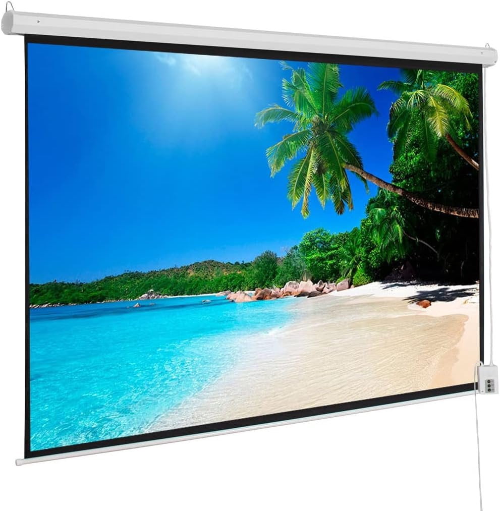 92-Inch Motorized Projector Screen with Remote Control - Wall and ...