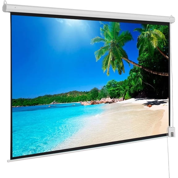 92-Inch Motorized Projector Screen with Remote Control - Wall and Ceiling Projector Screen with 160 Degrees Viewing Angle - 80"x45" Viewing Area with 16:9 Aspect Ratio Matte White
