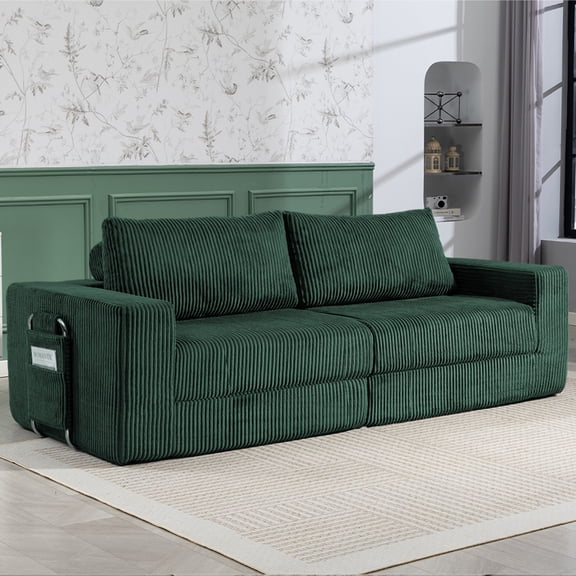 92 Inches Convertible Sofa Bed Boneless 3 Seats Sleeper Sofa 3 Seater Large Couch 3-in-1 Folding Sofa Floor Sofa with Deep Seat No Assemble Required