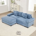 thumbnail image 1 of 92" Modern Corduroy Sectional Couches for Living Room, Comfortable L Shaped Couch with Chaise Sofa, Blue Lovesac Couch Seater with 1 Ottoman for Couchfor Compact Spaces, Muebles para la Sala, 1 of 10
