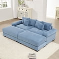 thumbnail image 1 of 92" Modern Corduroy Sectional Couches for Living Room, Fluffy Couch with Convertible Sofa Bed, Blue Lovesac Couch Seater with 2 Ottoman for Couchfor Compact Spaces, Muebles para la Sala, 1 of 10