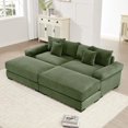 thumbnail image 1 of 92" Oversized Cloud Modular Sectional Couch Sleeper Sofa|Corduroy Fabric|with Chaise|Deep Seat Wide Armrests|Ergonomic Design|6 Throw Pillows|Easy Assembly for Living Room Apartment - Green, 1 of 9