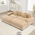 thumbnail image 1 of 92" Oversized Cloud Modular Sectional Couch Sleeper Sofa|Corduroy Fabric|with Chaise|Deep Seat Wide Armrests|Ergonomic Design|6 Throw Pillows|Easy Assembly for Living Room Apartment - Camel, 1 of 9