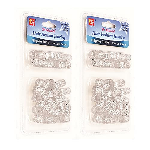 92 Pcs Hair Braid Cuffs Clips Dreadlocks 10x8mm Filigree Tube Beauty Accessories