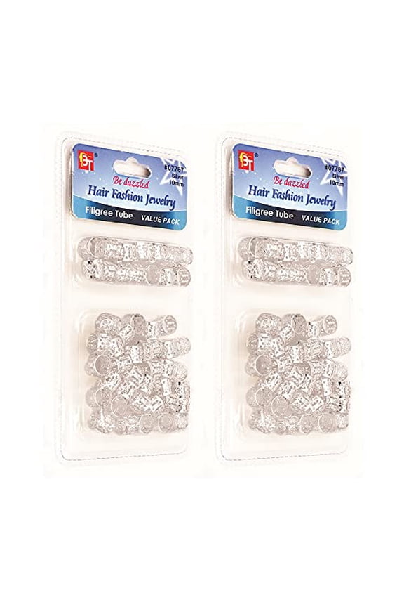 92 Pcs Hair Braid Cuffs Clips Dreadlocks 10x8mm Filigree Tube Beauty Accessories
