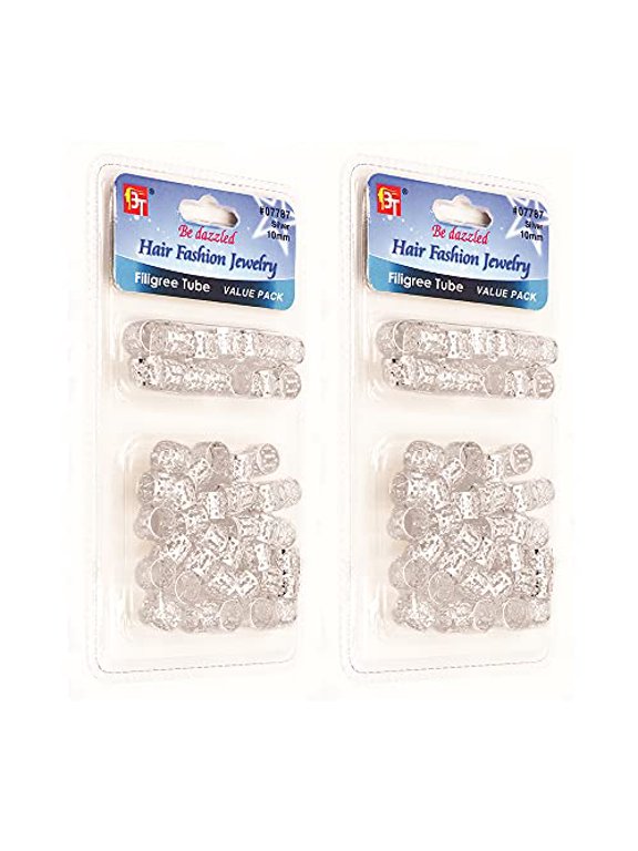 92 Pcs Hair Braid Cuffs Clips Dreadlocks 10x8mm Filigree Tube Beauty Accessories