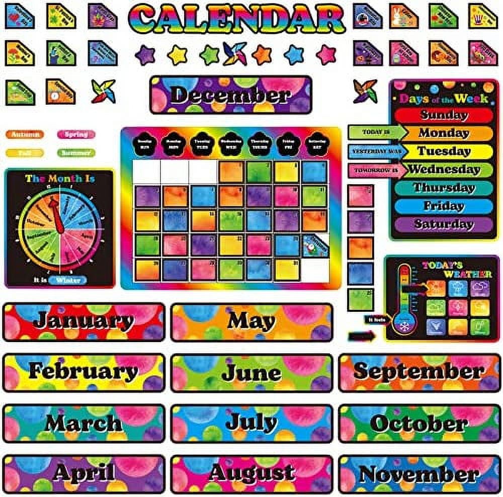 Spakon Classroom Calendar Bulletin Board Decorations Set with 20 Glue