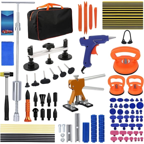 92 count PDR Dent Repair Kit with Dent Lifter and Puller Tabs | Dent Lifter, Puller Tabs, Glue Tools, Hail Repair, Door Dings, Auto Repair, DIY Garage Use