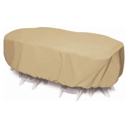 92 in. Oval-Rectangle Table Set Cover - Khaki