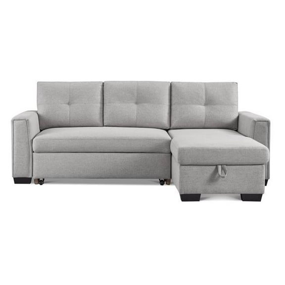 92 in. Polyester Blend Convertible Futon Sleeper Sofa, Light Gray & Black