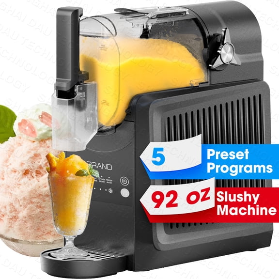 92 oz Frozen Slushie Machine for Home, No Ice Required, with Auto-Clean & 5 Preset Programs, Perfect for Margaritas, Smoothies, Milkshakes, Black