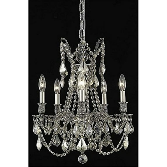 9205 Rosalia Collection Pendant D:18in H:19in Lt:5 Pewter Finish (Royal Cut Crystals)