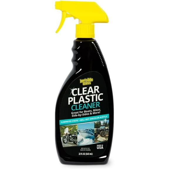 92084 Clear Plastic Cleaner for Cars, Motorcycles, RVs, Boats, Helmet Visors, Golf Carts, Acrylic and Vinyl indos, Streak-Free, Haze-Free, Removes Static, 22 Fl Oz, Pack of 1