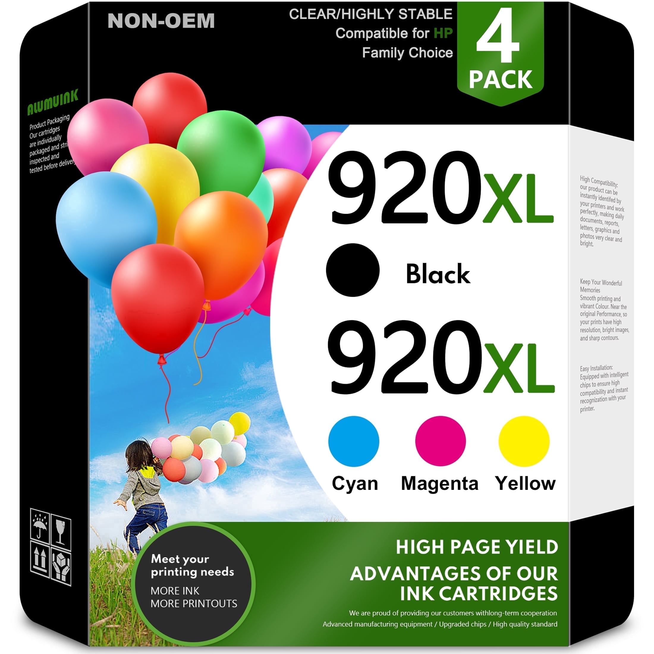 920XL Ink Compatible for 920 Ink Cartridges Combo Pack OfficeJet 6500A 7500A Printers