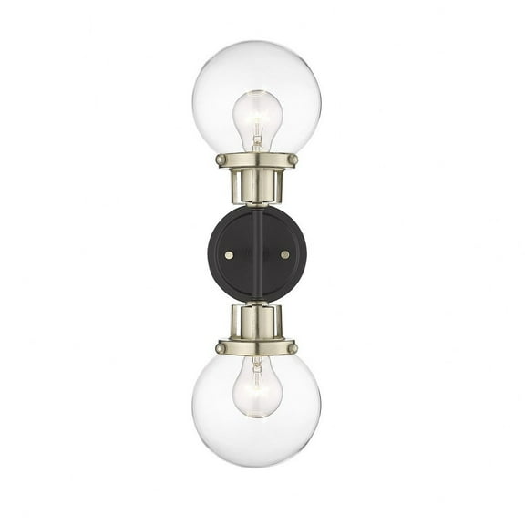 Millennium Lighting  Mellrosa 2 Light Sconce in Matte Black Modern Gold with Clear Glass Shades