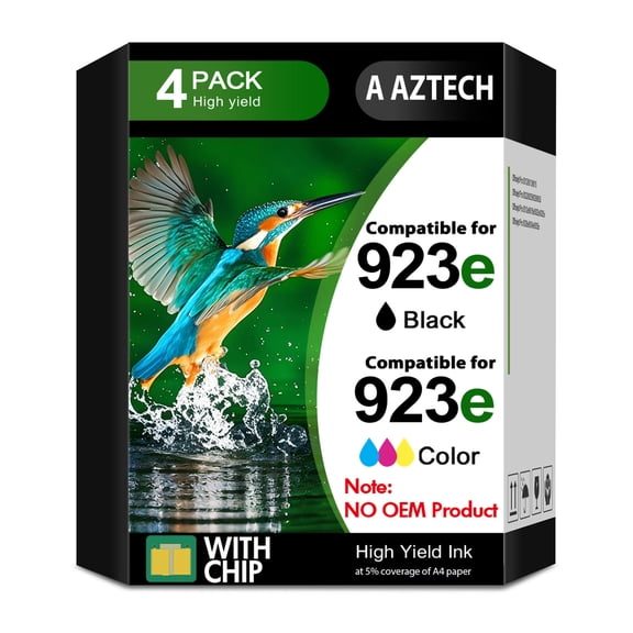 Compatible for HP 923 923E Ink Cartridges (With Chip) OfficeJet Pro 8130 8135e 8138e 8139e 8120 8122e OfficeJet 8124e 8125e 8132e 8134e Printer 923XL Combo Pack, Pack of 4