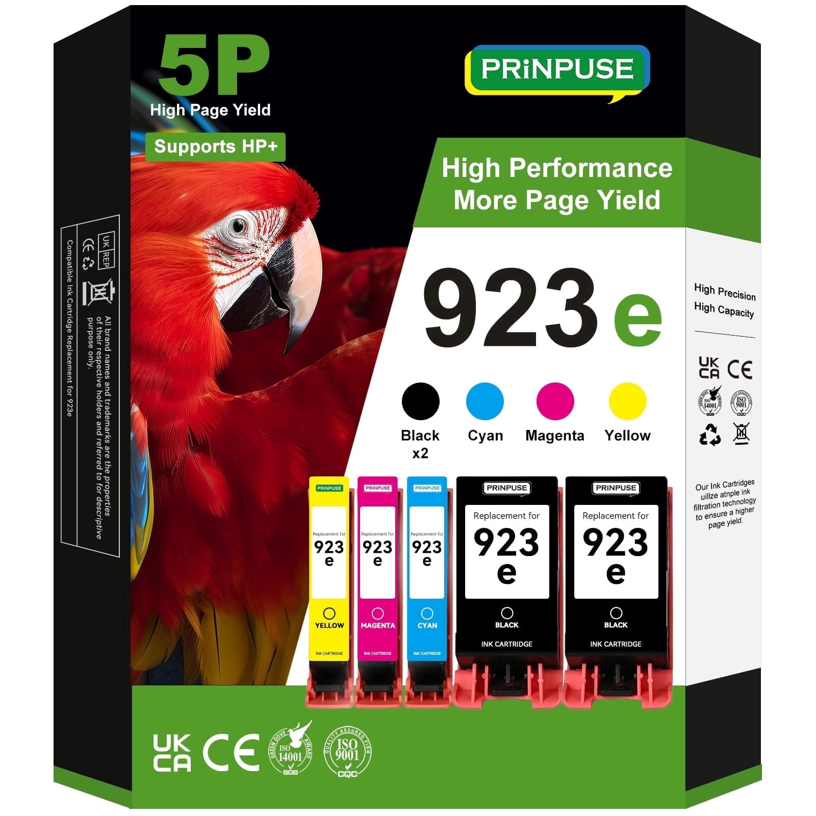 923 Ink Cartridges With Chip Compatible for HP 923 Work with OfficeJet 8120 8122e 8123 OfficeJet Pro 8130 8135e 8138e 8139e Printer Ink （4 PK）