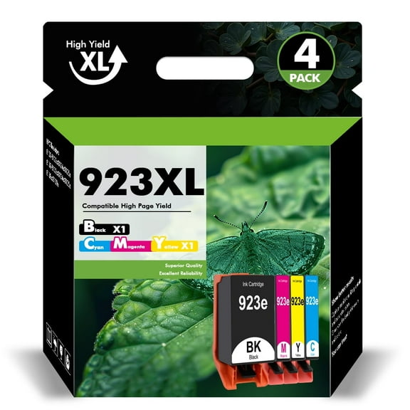 923XL 923 923e Ink Cartridge with Chip Compatible for HP 923e 923XL for OfficeJet Pro 8130 8135 8120 8122 8124 8125 8132 8134 8135 8138 8139 Printer(4 Pack, Black, Cyan, Magenta, Yellow)