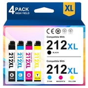 212XL Ink Cartridges 4-Pack Compatible for Epson 212XL 212 T212 Ink for Workforce WF-2850 WF-2830 Expression Home XP-4100 XP-4105 Printer