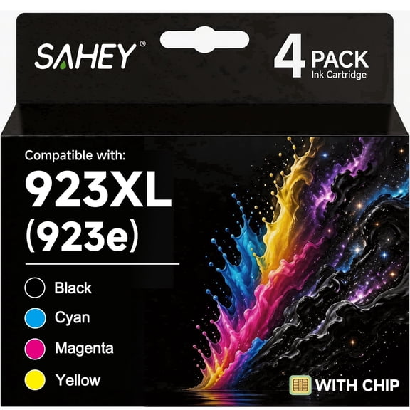 923 Ink Cartridges Compatible for HP 923 Ink Cartridge 4 Pack for OfficeJet Pro 8130 8125 8135 8138 8139 8122 Printers (Black Cyan Yellow Magenta)