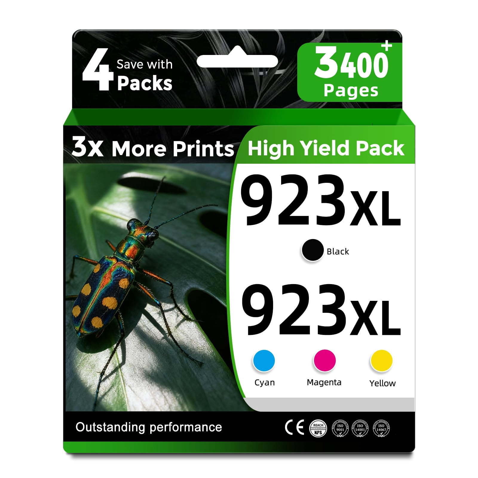 923e 923XL Ink Cartridges Combo Pack Compatible for 8130e 8135e Printer for 923 XL Black Color HP923 OfficeJet Pro 8138e 8139e 8125e 8122e 8120 8130 8124e Black Cyan Magenta Yellow,4-pack