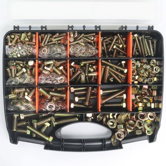 924Pcs Grade 8 Bolts and Nuts Assortment Kit, 1/4-20, 5/16-18, 3/8-16, 1/2-13 Heavy Duty Hex SAE Assorted Bolts Nuts and Washers Kit, Carbon Steel Machine Hardware Screw Sets with Case
